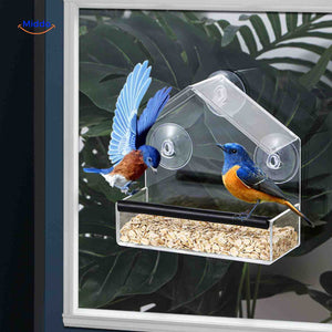 AviHaven bird feeder with blue birds