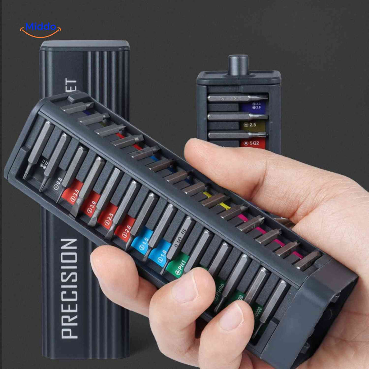 Compact precision screwdriver bit set