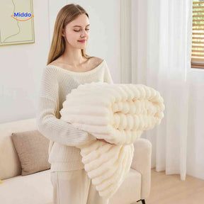 Fluffina warm plush ribbed blanket