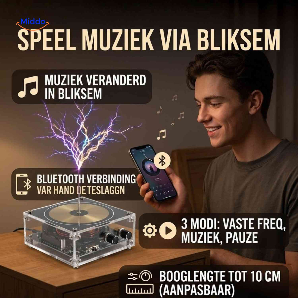 PlasmaTune Tesla coil technical specifications and Bluetooth