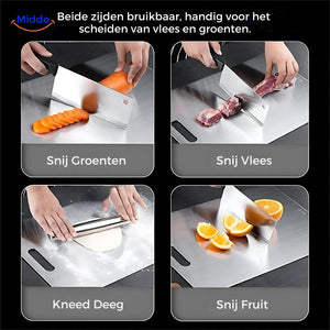 Cutting different foods on the SafeCut cutting board