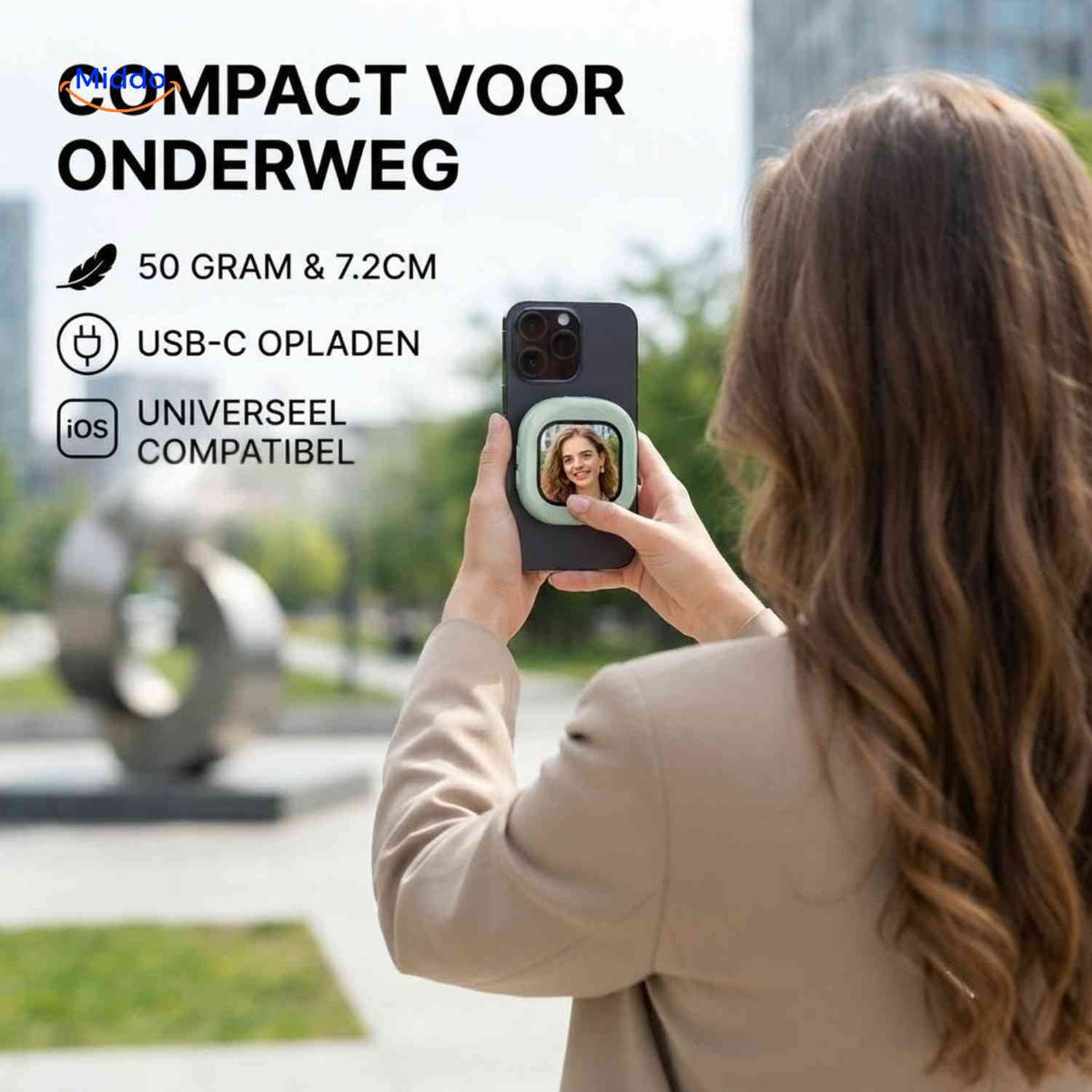 SnapView compact selfie monitor for travel with broad compatibility