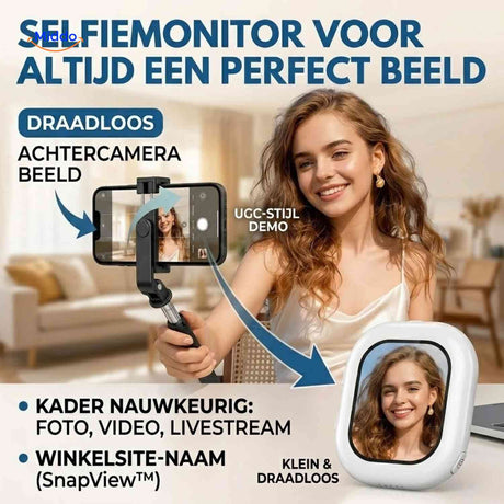 SnapView wireless selfie monitor with rear-camera preview