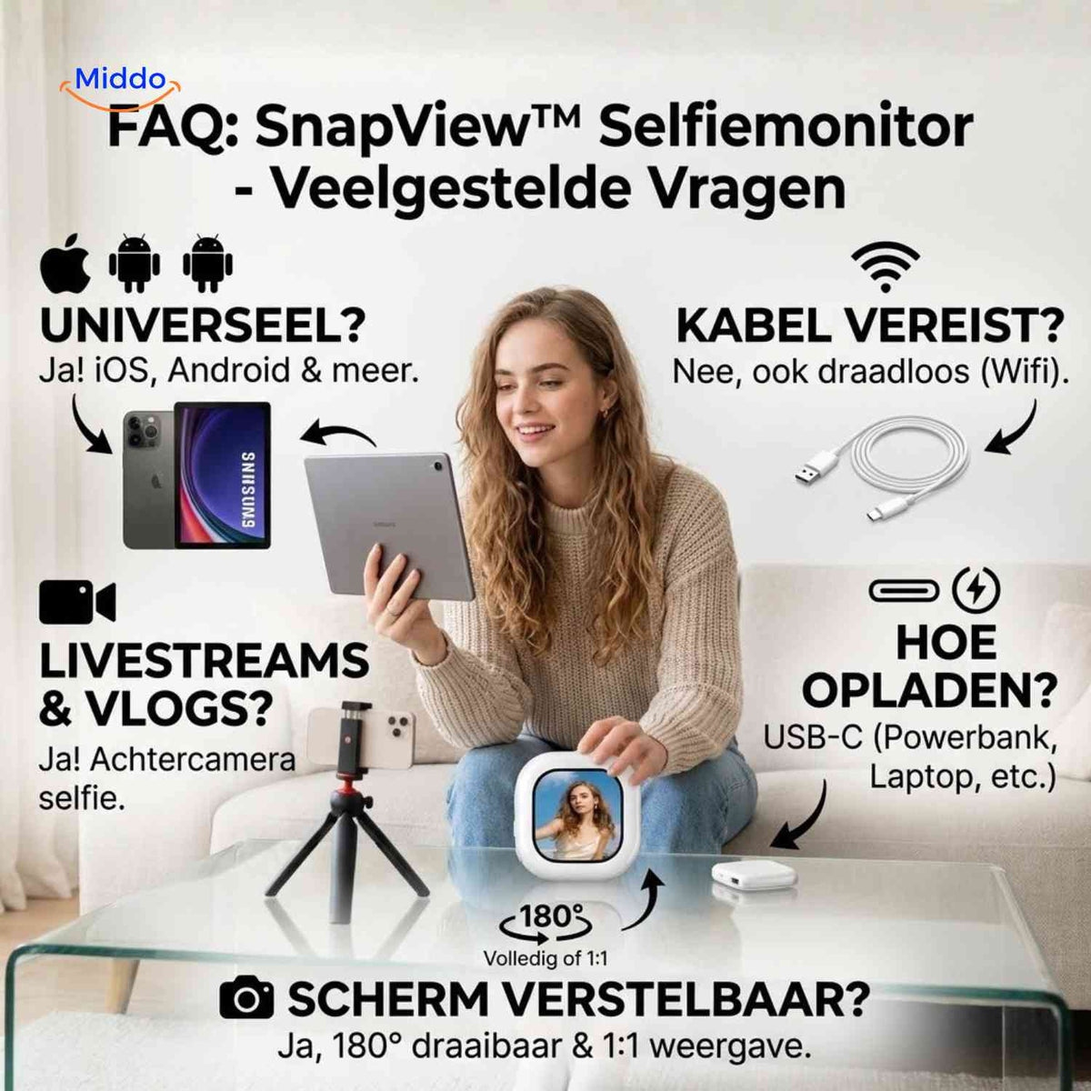 SnapView selfie monitor FAQ for USB-C and livestream use