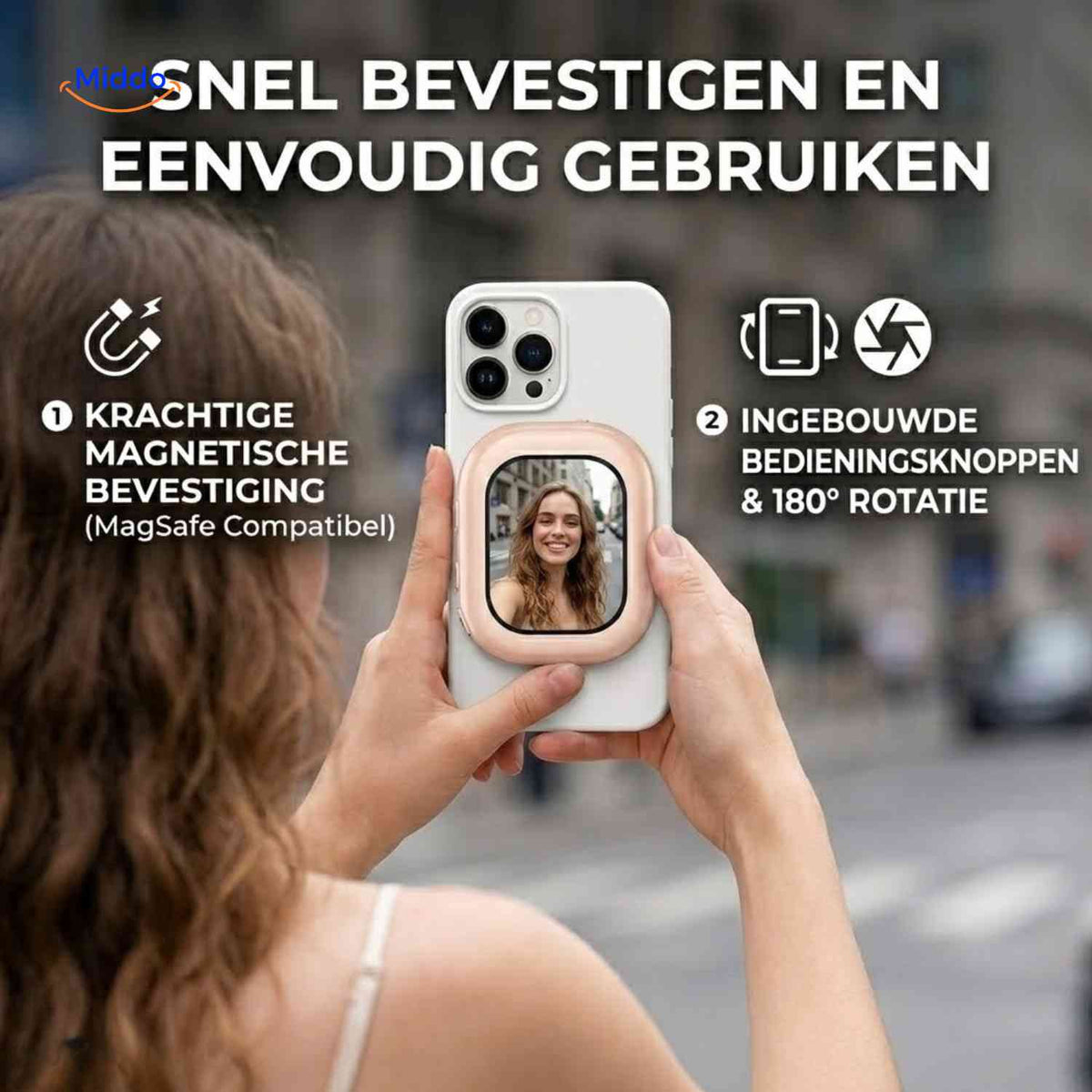 SnapView magnetic mount with 180-degree rotation