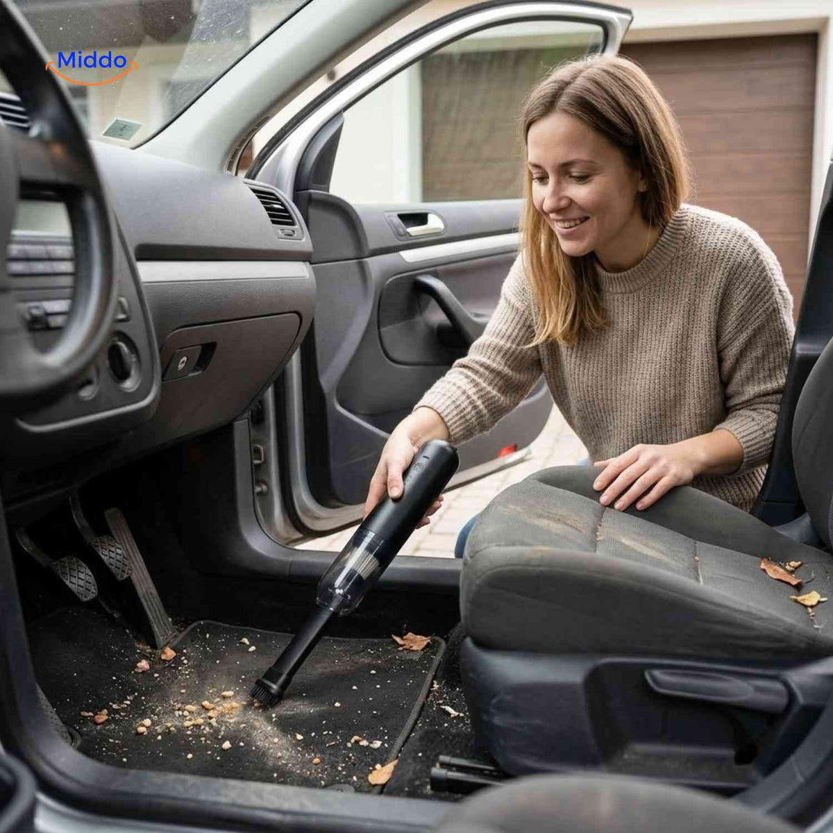 Turbovac car vacuum cleaning a vehicle interior