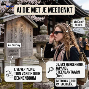 VisiCam AI glasses with live translation and object recognition for travel