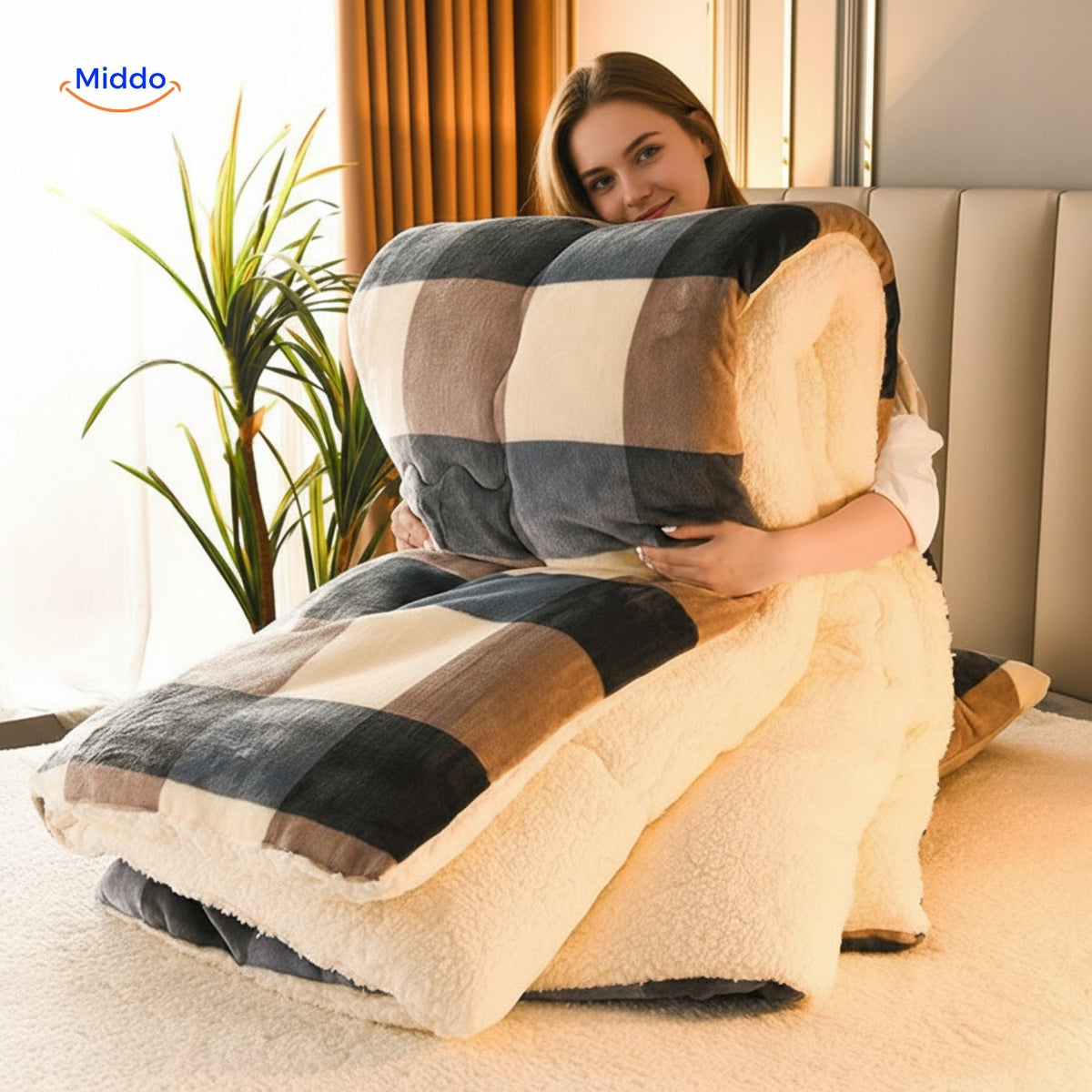 Warmora comfortable fleece blanket with sherpa lining for winter