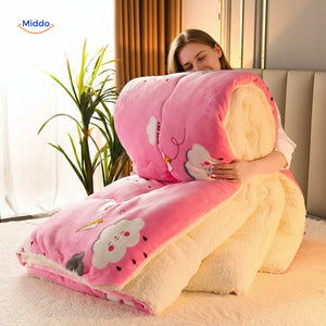 Warmora cozy fleece blanket with sherpa lining for home