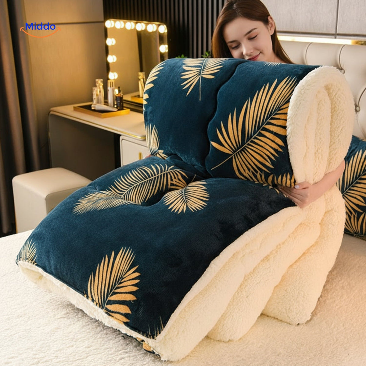 Warmora fleece blanket with sherpa lining for sofa and bed