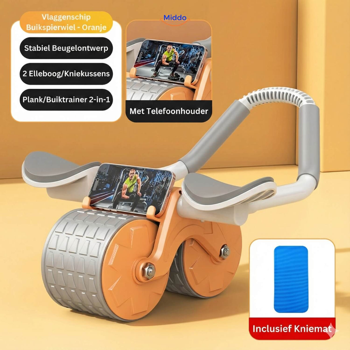 Orange ab wheel trainer with sturdy construction for effective core training.