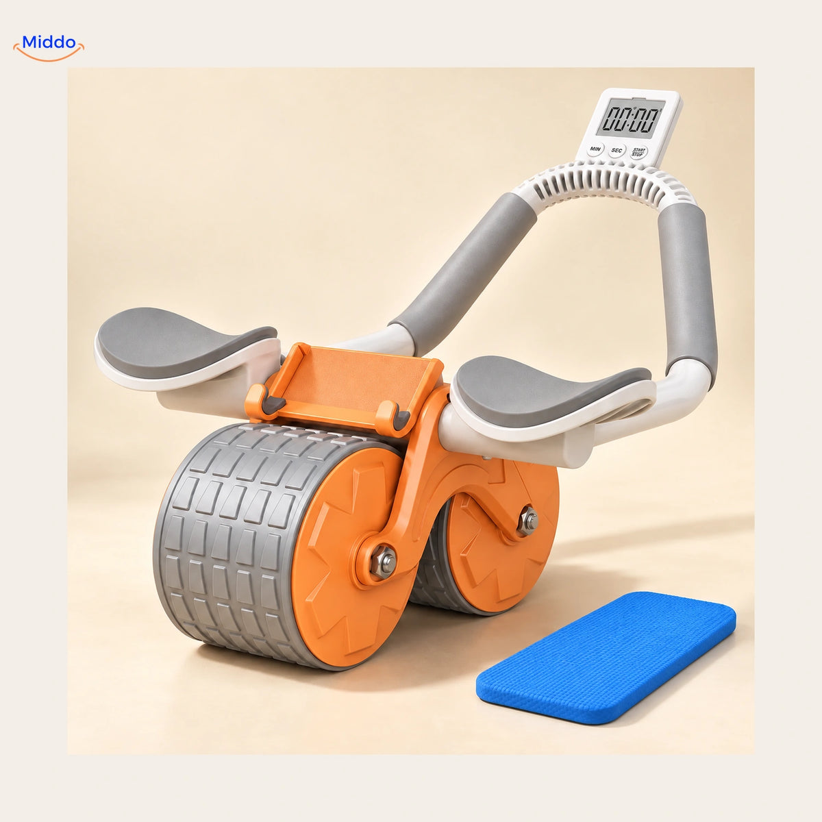 AbWheel Pro™ – Orange with Timer – knee pad approx. 13.4 × 5.9 in