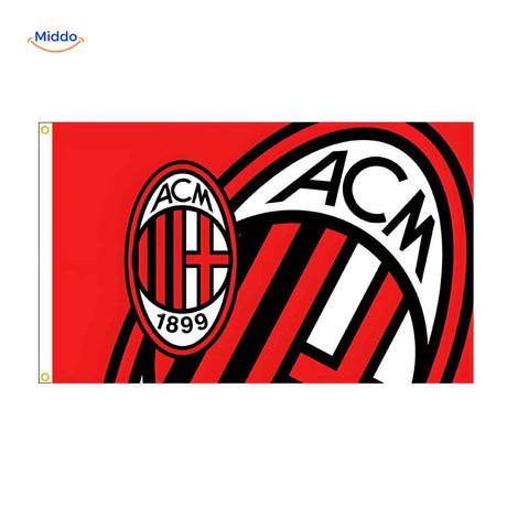 AC Milan club emblem flag featuring the legendary Italian football team crest.