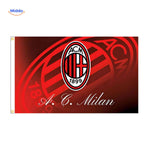 AC Milan red and black football club flag with prominent team logo.