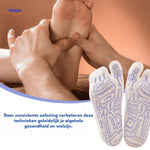 Acupoint acupressure socks providing foot support and therapeutic foot massage.