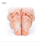 Acupoint foot therapy socks using acupressure for relaxation and healing.