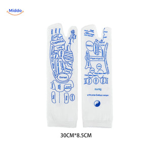 Acupoint therapeutic socks shown in different sizes for optimal foot support.