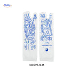 Acupoint therapeutic socks shown in different sizes for optimal foot support.