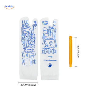 Acupoint acupressure socks available in multiple sizes for proper foot therapy fit.