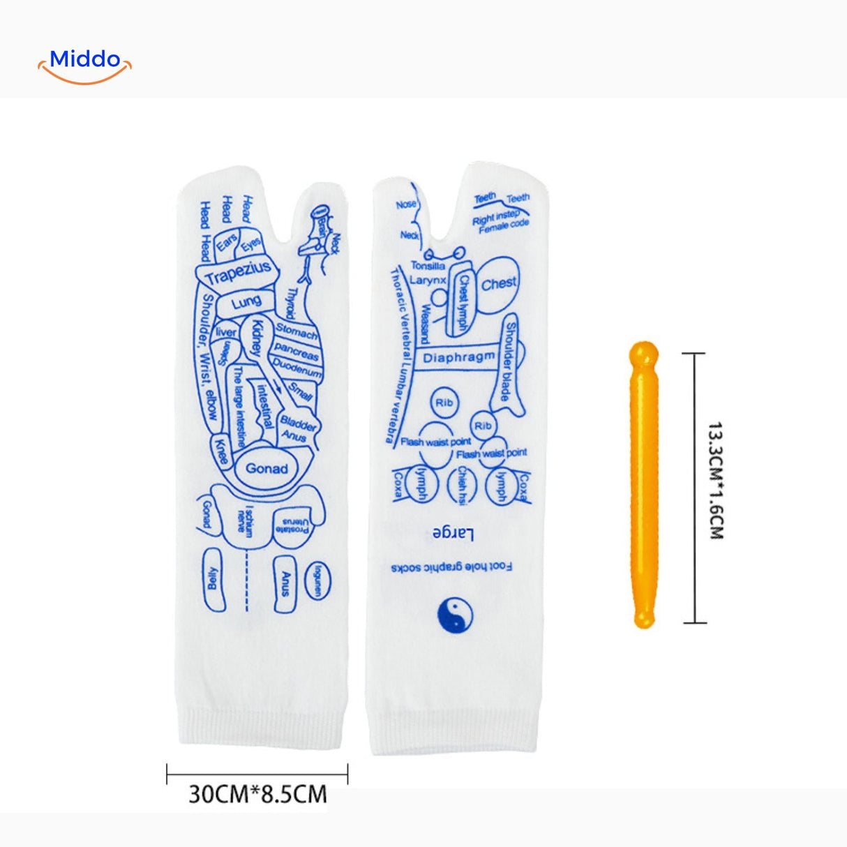 Acupoint socks designed for meridian acupressure massage and foot relaxation.