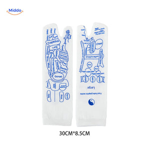 Acupoint socks in large sizes featuring an acupressure massage tool.