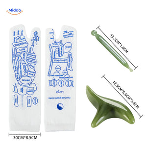 Acupoint socks with therapeutic massage tools and size options included.