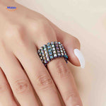 Adjustable ring bracelet in silver with crystal rhinestones, wide design.