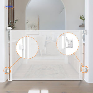 Wide adjustable retractable gate fitting various opening widths.