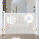 Wide adjustable retractable gate fitting various opening widths.