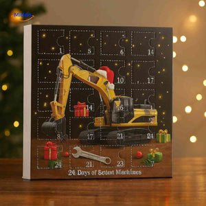Complete 24-piece construction vehicles advent calendar set display.