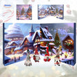 Plush advent calendar featuring miniature winter houses and festive gnomes.