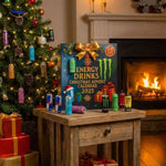 Energy drink advent calendar displayed on a table in a home lifestyle setting.