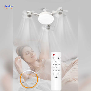 AeroGlow bedroom fan lamp with integrated timer and remote control functionality.