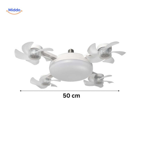 AeroGlow 50cm LED fan lamp with ventilator blades for residential home use.