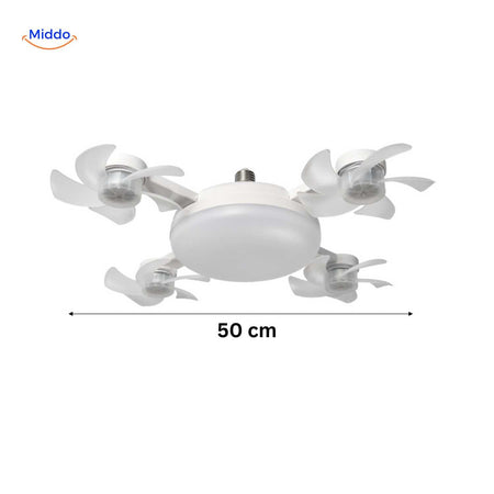 AeroGlow 50cm LED fan lamp with ventilator blades for residential home use.