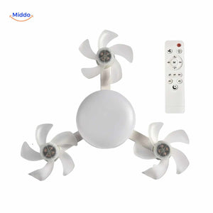 AeroGlow compact version ceiling lamp with three mini fans and remote control.