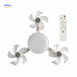 AeroGlow compact version ceiling lamp with three mini fans and remote control.
