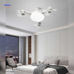 AeroGlow compact ceiling fan lamp with dimmable LED brightness control.