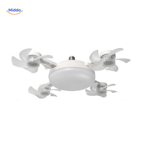 AeroGlow five-blade fan lamp with E27 connection and integrated LED lighting.