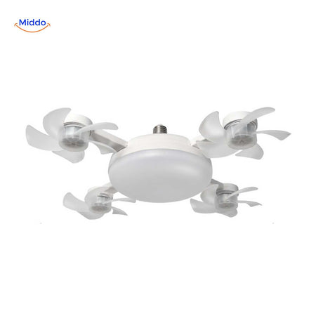 AeroGlow five-blade fan lamp with E27 connection and integrated LED lighting.