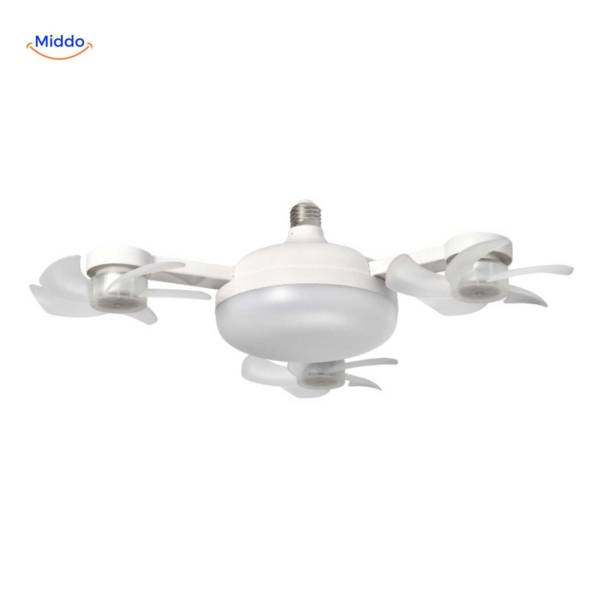 AeroGlow four-blade ceiling fan lamp with E27 socket and LED light source.