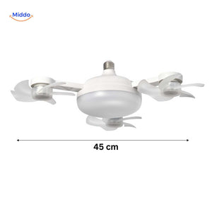 AeroGlow mini ceiling fan lamp 45cm compact size with LED light and fans.