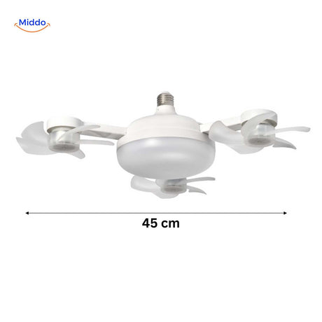 AeroGlow mini ceiling fan lamp 45cm compact size with LED light and fans.