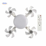 AeroGlow ceiling fan lamp top view showing four-blade fan design with remote.