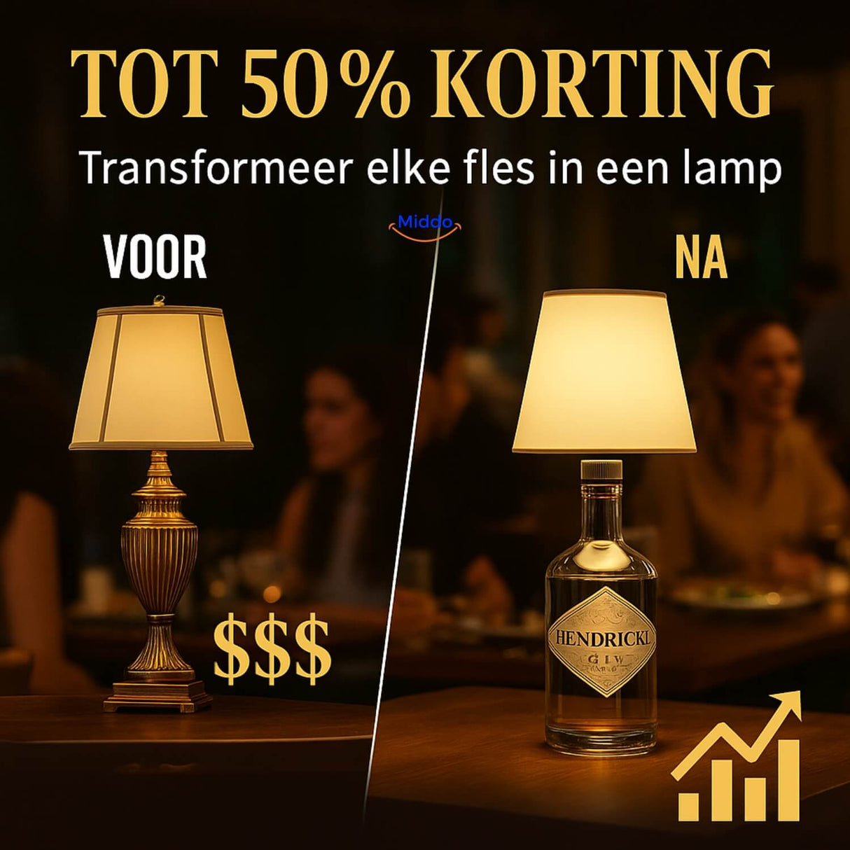 Budget-friendly dimmable bottle lamp with premium LED lighting features.