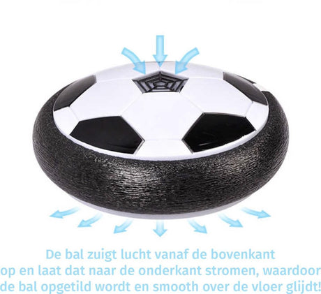 Hovering indoor soccer ball ready for interactive play indoors