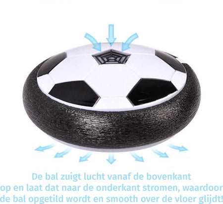 Hovering indoor soccer ball ready for interactive play indoors