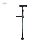 AluCare walking cane shown in both folded and fully extended standing positions.