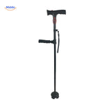 AluCare folding walking cane with adjustable height and integrated LED light.