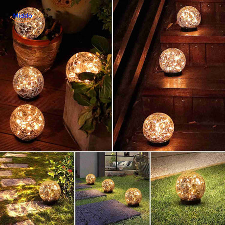 Ambient solar lamp lighting garden stairs and pathway safely.